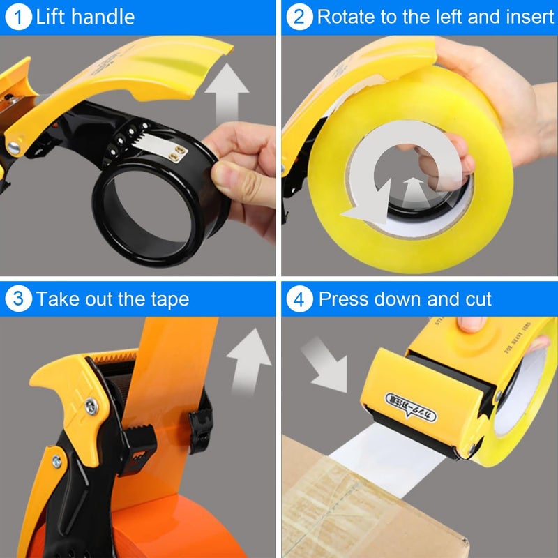 IDHM Packing Tape Dispenser Gun 2-Inch, 2 Pack Metal Tape Gun with Safety Protection, 3-Inch Inner Paper Core - Image 3